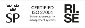 ISO 27001 Certification badge.