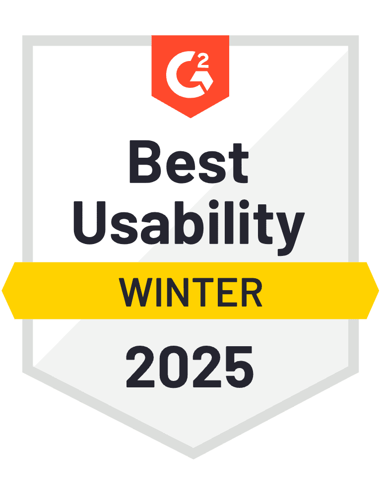 G2 Best Usability award Winter 2025.