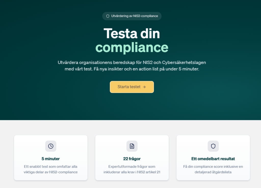 Testa din NIS2 compliance.